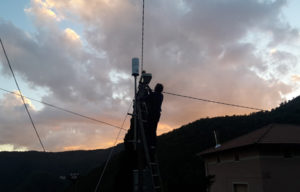 Uno dei pluviometri installati a monte del bacino idrografico del Torrente Boate - Fraz. Chignero 340 m s.l.m.